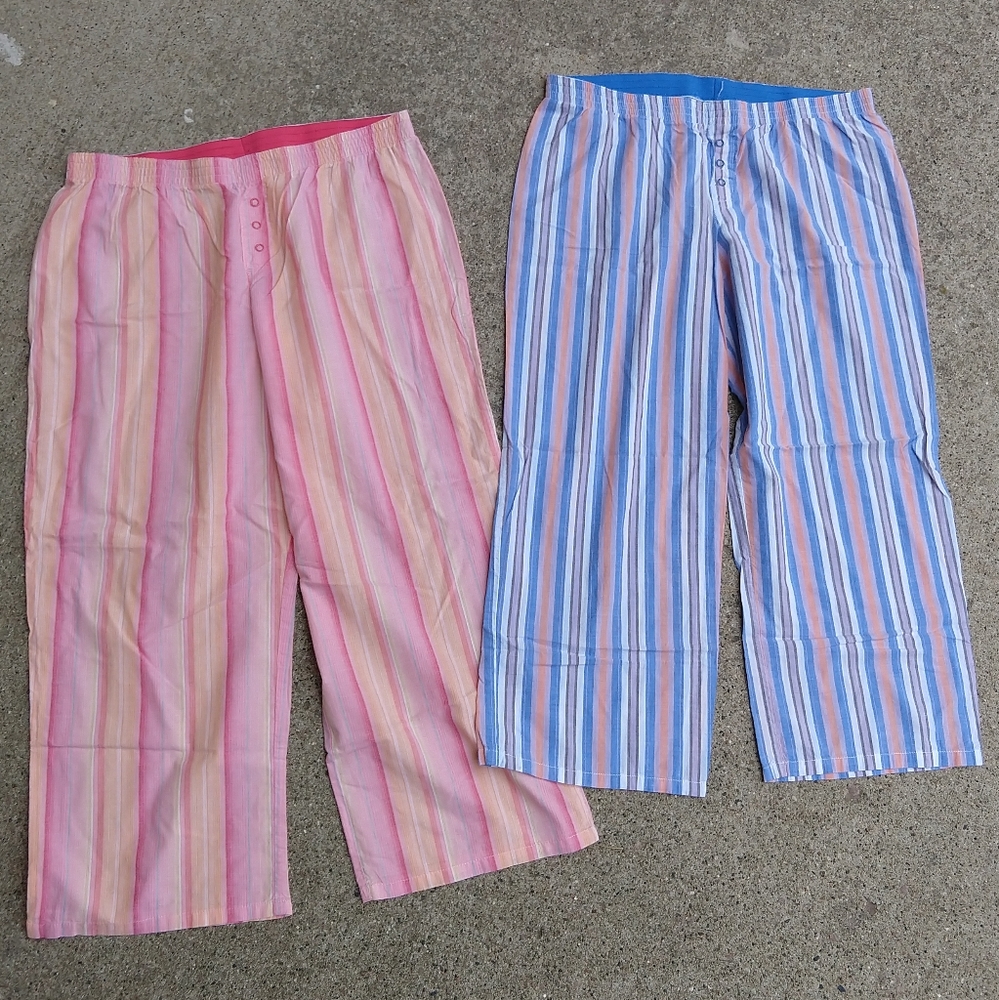 CROPPED wide leg PAJAMA lounge PANTS M (J9)